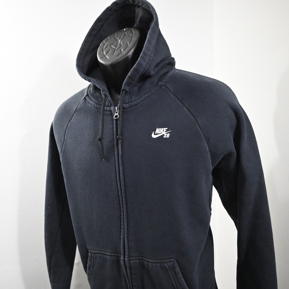 Nike SB Full Zip Hoodie Black Cotton Blend W/ Pockets Long Sleeve Mens Medium